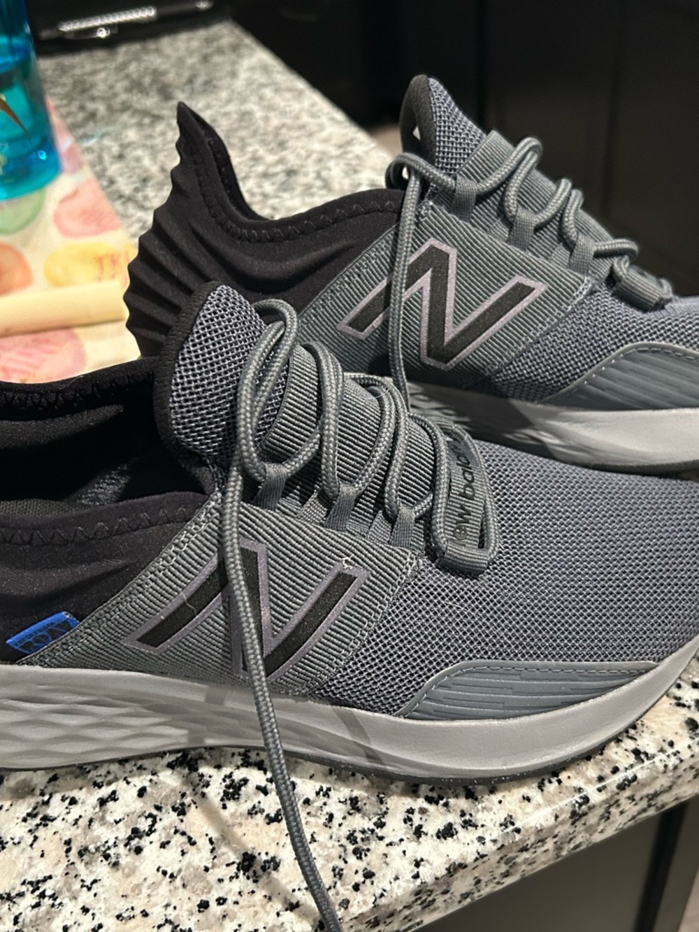 New Balance Gray and Black Slip-On Mesh Sneakers
